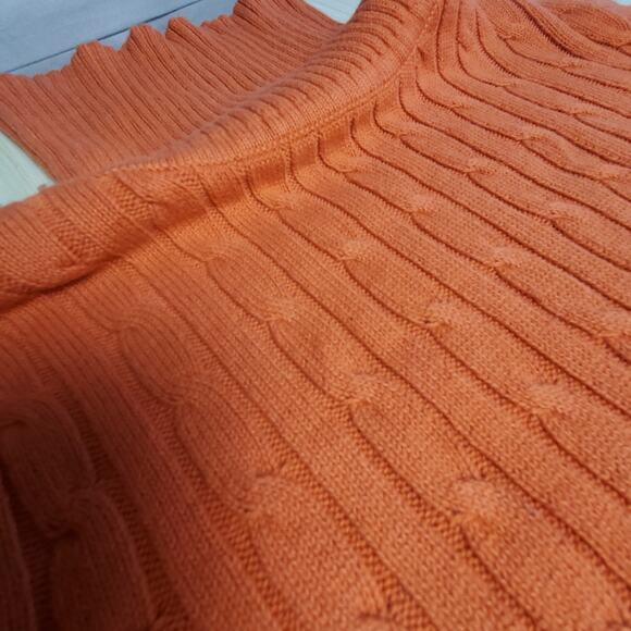 ST. JOHN'S BAY Orange Turtle Neck Cable Knit Sweater - Picture 4 of 10